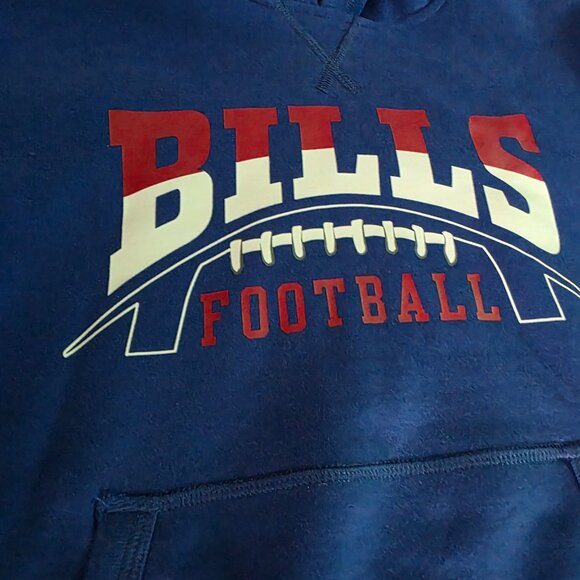 Buffalo Bills Mitchell & Ness NFL Small Fleece Hoodie Cut‎ Off Sleeves Blue NWT - Picture 2 of 5